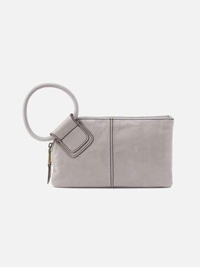 NEW HOBO Sable Polished Leather Clutch in Light Grey